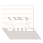 Horizontal Stripes - White and Seashell GIRL 3D Greeting Card (7x5)