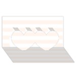 Horizontal Stripes - White and Seashell Twin Hearts 3D Greeting Card (8x4)