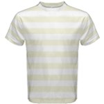 Horizontal Stripes - White and Beige Men s Cotton Tee