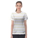 Horizontal Stripes - White and Beige Women s Sport Mesh Tee