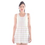 Horizontal Stripes - White and Beige Scoop Neck Skater Dress