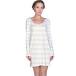 Horizontal Stripes - White and Beige Long Sleeve Nightdress