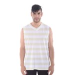 Horizontal Stripes - White and Beige Men s Basketball Tank Top
