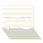 Horizontal Stripes - White and Beige I Love You 3D Greeting Card (7x5)