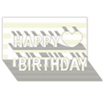 Horizontal Stripes - White and Beige Happy Birthday 3D Greeting Card (8x4)
