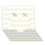 Horizontal Stripes - White and Beige Heart 3D Greeting Card (7x5)