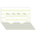 Horizontal Stripes - White and Beige Twin Hearts 3D Greeting Card (8x4)