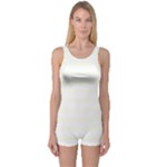 Horizontal Stripes - White and Ivory One Piece Boyleg Swimsuit