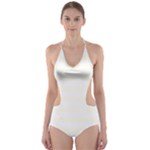 Horizontal Stripes - White and Ivory Cut-Out One Piece Swimsuit
