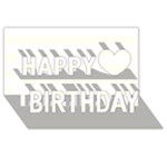 Horizontal Stripes - White and Ivory Happy Birthday 3D Greeting Card (8x4)