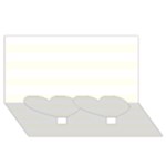 Horizontal Stripes - White and Ivory Twin Heart Bottom 3D Greeting Card (8x4)