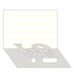 Horizontal Stripes - White and Ivory LOVE Bottom 3D Greeting Card (7x5)