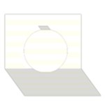 Horizontal Stripes - White and Ivory Circle 3D Greeting Card (7x5)