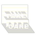 Horizontal Stripes - White and Ivory TAKE CARE 3D Greeting Card (7x5)
