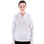 Horizontal Stripes - White and White Smoke Women s Zipper Hoodie