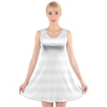 Horizontal Stripes - White and White Smoke V-Neck Sleeveless Dress
