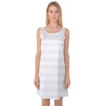 Horizontal Stripes - White and White Smoke Sleeveless Satin Nightdress