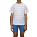 Horizontal Stripes - White and White Smoke Kid s Short Sleeve Swimwear