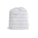 Horizontal Stripes - White and White Smoke Drawstring Pouch (L)