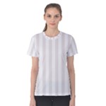Vertical Stripes - White and Pastel Pink Women s Cotton Tee