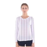 Vertical Stripes - White and Pastel Pink Women s Long Sleeve T-shirt