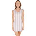 Vertical Stripes - White and Pastel Pink Bodycon Dress