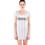 Vertical Stripes - White and Pastel Pink Short Sleeve Bodycon Dress