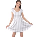 Vertical Stripes - White and Pastel Pink Cap Sleeve Dress