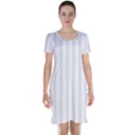 Vertical Stripes - White and Pastel Pink Short Sleeve Nightdress