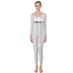 Vertical Stripes - White and Pastel Pink Long Sleeve Catsuit