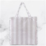 Vertical Stripes - White and Pastel Pink Grocery Tote Bag