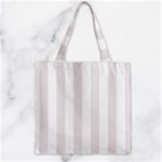 Vertical Stripes - White and Pastel Pink Zipper Grocery Tote Bag