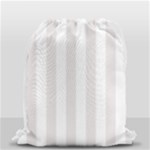 Vertical Stripes - White and Pastel Pink Drawstring Bag (Small)