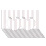 Vertical Stripes - White and Pastel Pink Twin Hearts 3D Greeting Card (8x4)
