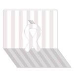 Vertical Stripes - White and Pastel Pink Ribbon 3D Greeting Card (7x5)
