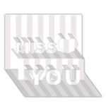 Vertical Stripes - White and Pastel Pink Miss You 3D Greeting Card (7x5)