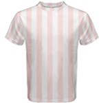 Vertical Stripes - White and Misty Rose Pink Men s Cotton Tee