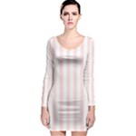 Vertical Stripes - White and Misty Rose Pink Long Sleeve Bodycon Dress