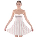 Vertical Stripes - White and Misty Rose Pink Strapless Bra Top Dress