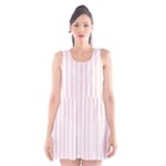 Vertical Stripes - White and Misty Rose Pink Scoop Neck Skater Dress