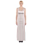 Vertical Stripes - White and Misty Rose Pink Maxi Thigh Split Dress