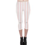 Vertical Stripes - White and Misty Rose Pink Capri Leggings