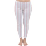 Vertical Stripes - White and Misty Rose Pink Winter Leggings