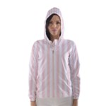 Vertical Stripes - White and Misty Rose Pink Hooded Wind Breaker (Women)