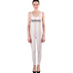 Vertical Stripes - White and Misty Rose Pink OnePiece Catsuit