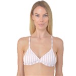 Vertical Stripes - White and Misty Rose Pink Reversible Tri Bikini Top