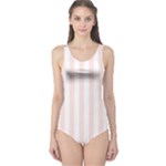 Vertical Stripes - White and Misty Rose Pink One Piece Swimsuit