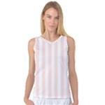 Vertical Stripes - White and Misty Rose Pink Women s Basketball Tank Top