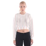 Vertical Stripes - White and Misty Rose Pink Women s Cropped Sweatshirt