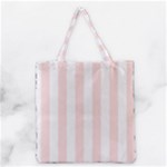 Vertical Stripes - White and Misty Rose Pink Grocery Tote Bag